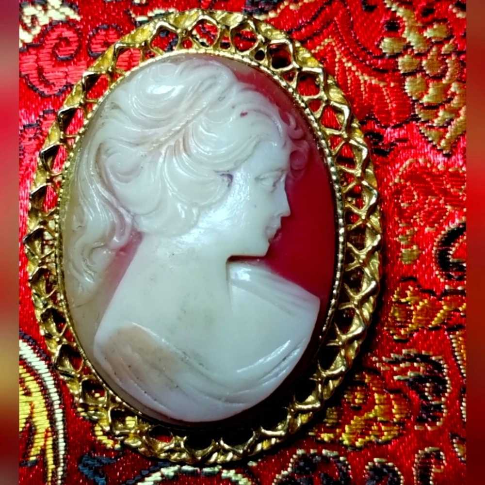 Vintage Gorgeous cameo with 14 k GP framing - image 2