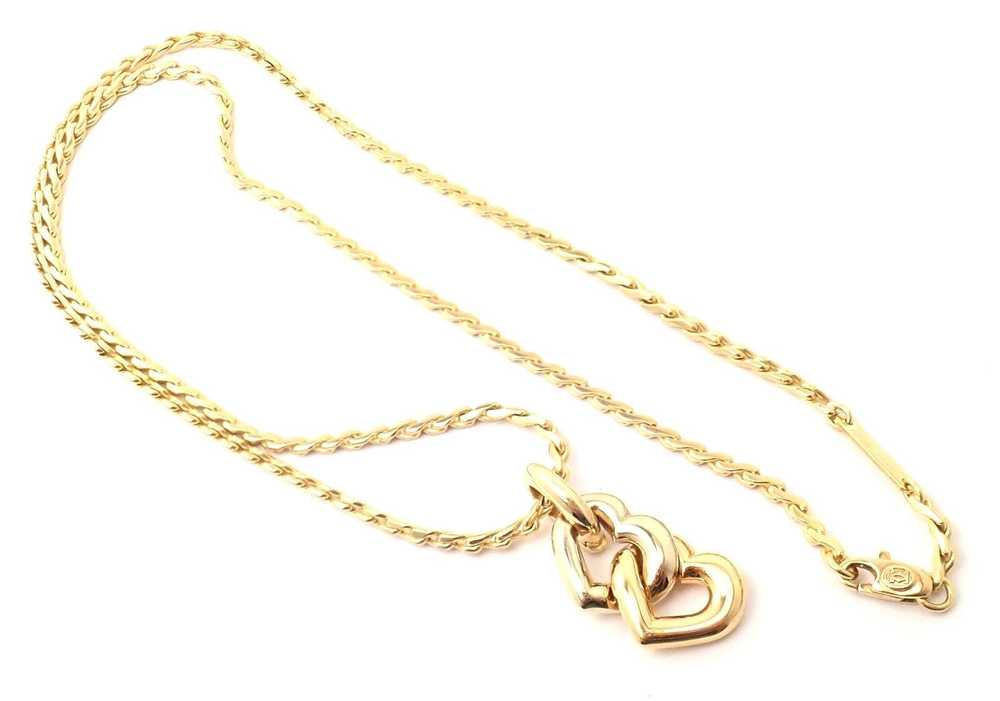 Cartier 18k Yellow White Gold Double Heart Pendan… - image 11