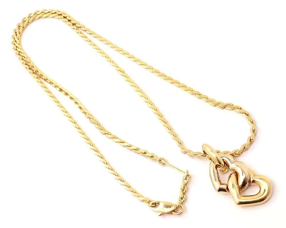 Cartier 18k Yellow White Gold Double Heart Pendan… - image 2