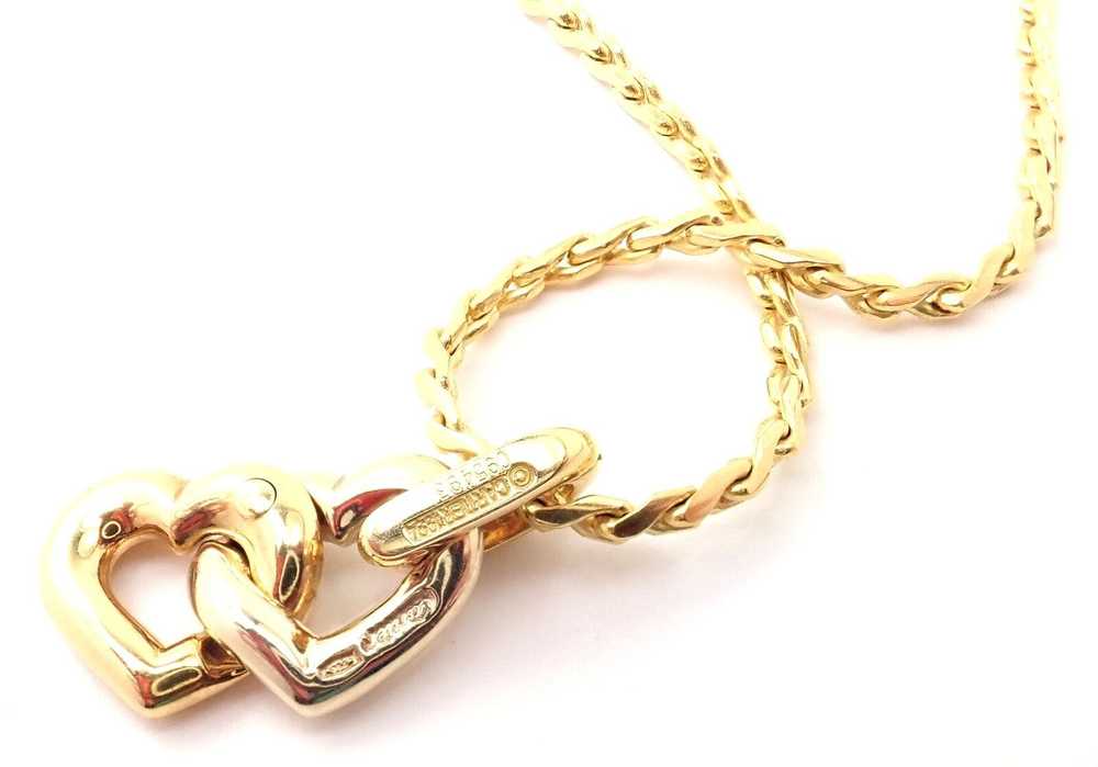 Cartier 18k Yellow White Gold Double Heart Pendan… - image 5