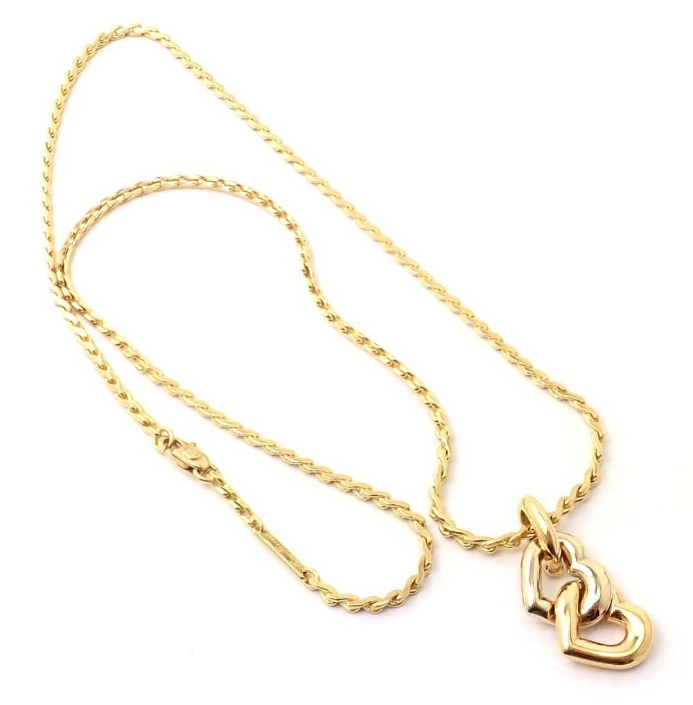 Cartier 18k Yellow White Gold Double Heart Pendan… - image 9