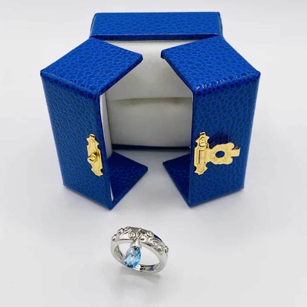 Sonia B Designer Diamond and Blue Topaz Charm Rin… - image 3