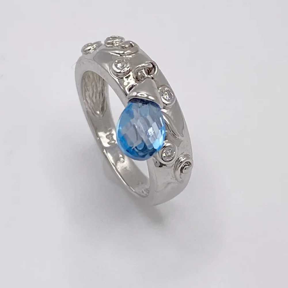 Sonia B Designer Diamond and Blue Topaz Charm Rin… - image 4