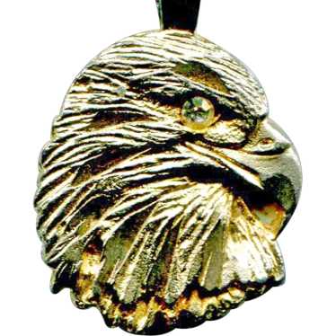 An Eagle Pendant Necklace, Link Chain, Silver Ton… - image 1