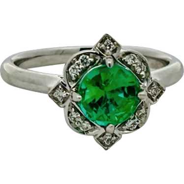 Vintage Estate Natural Brazilian Emerald & Diamon… - image 1