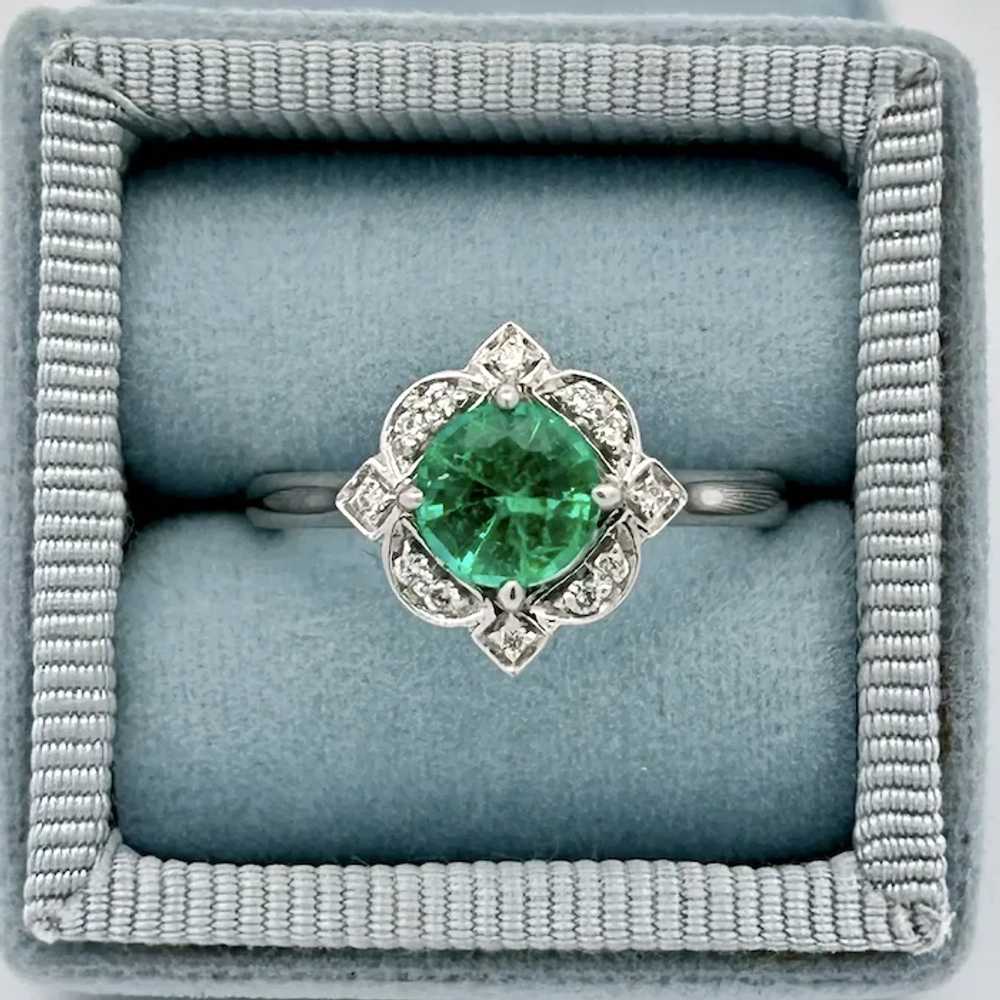 Vintage Estate Natural Brazilian Emerald & Diamon… - image 4