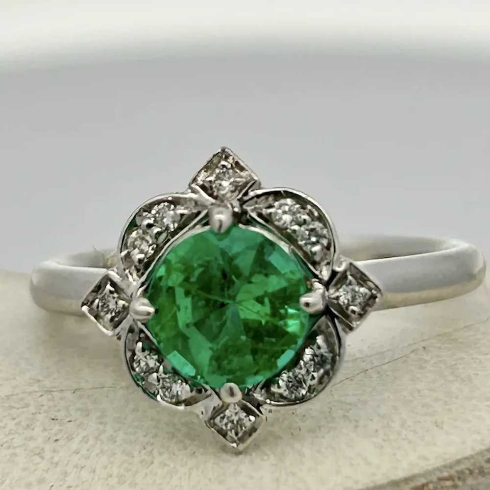 Vintage Estate Natural Brazilian Emerald & Diamon… - image 8