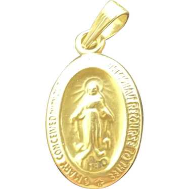 14k Yellow Gold Vintage Miraculous Medal Our Lady… - image 1