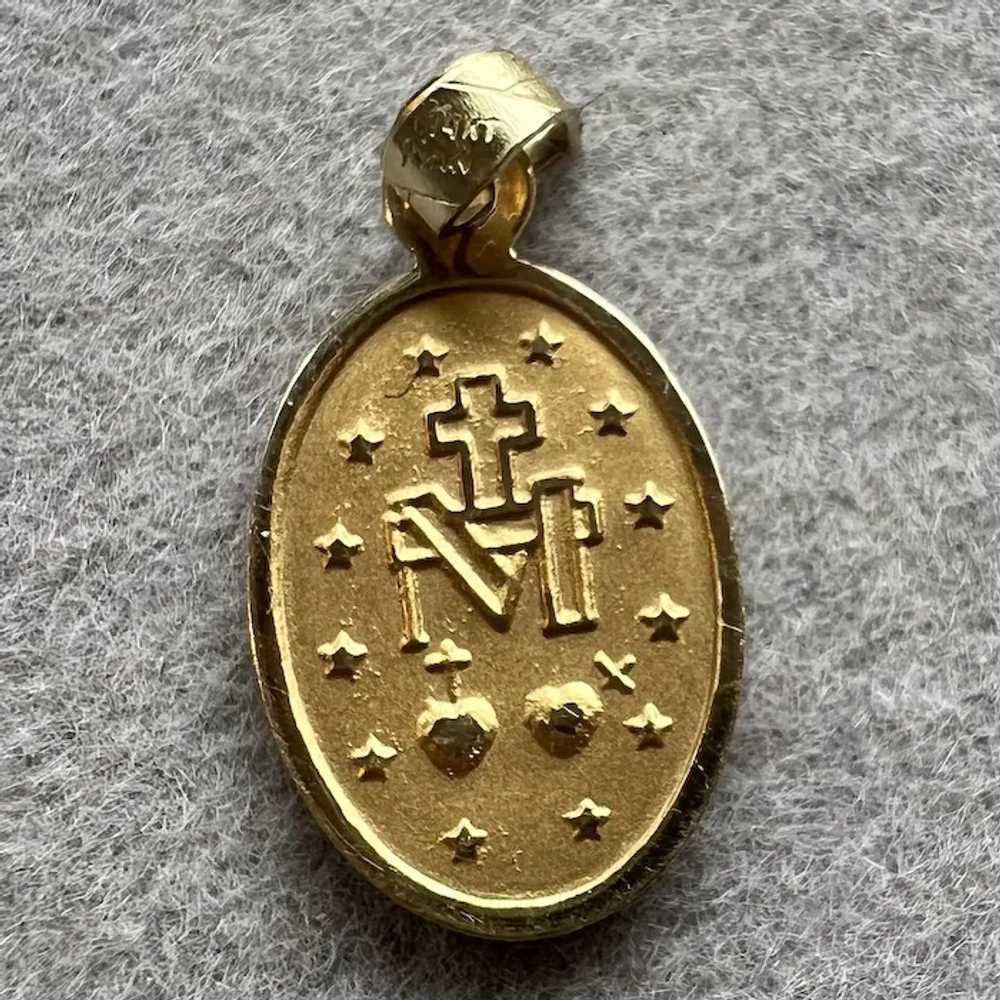 14k Yellow Gold Vintage Miraculous Medal Our Lady… - image 3