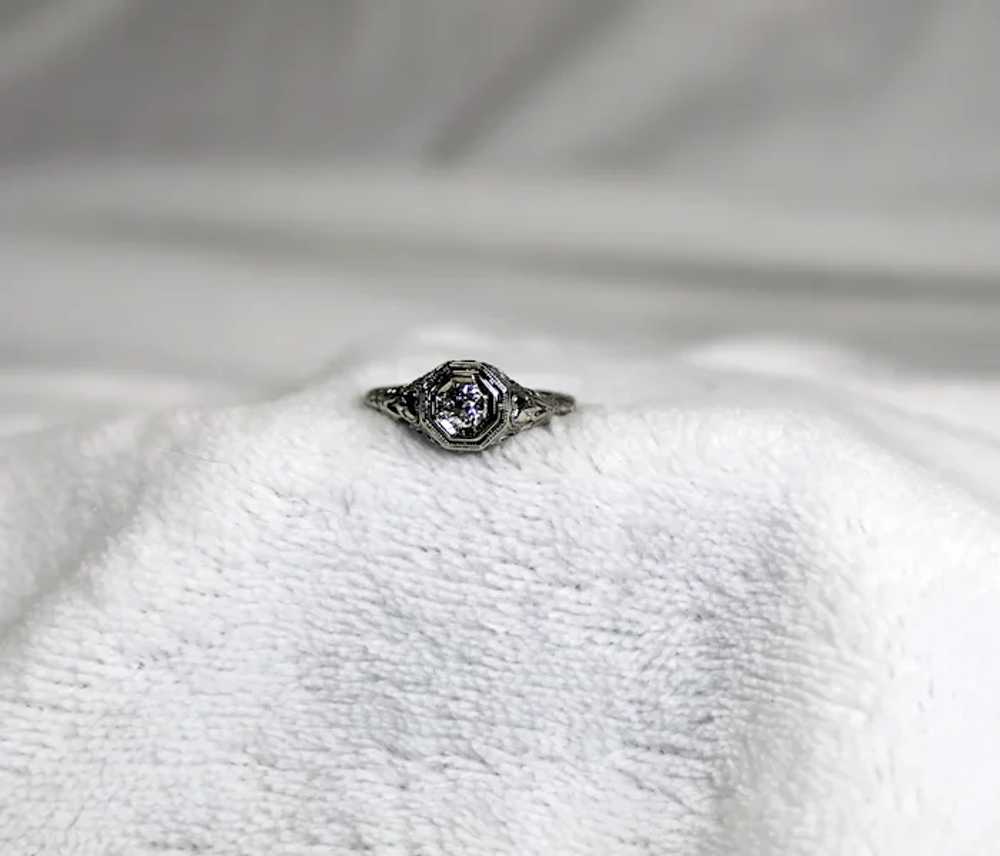 Vintage Diamond Ring, OEC , 18 Kt WG - image 10