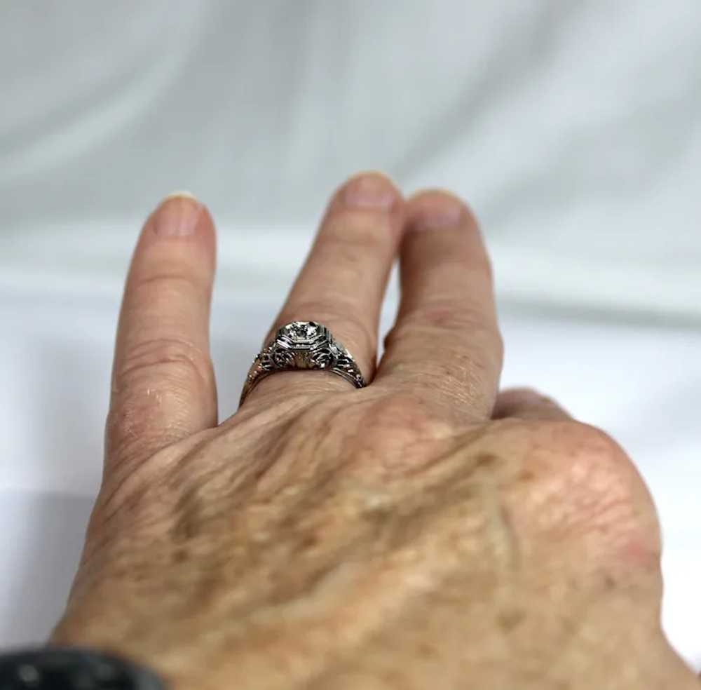 Vintage Diamond Ring, OEC , 18 Kt WG - image 11