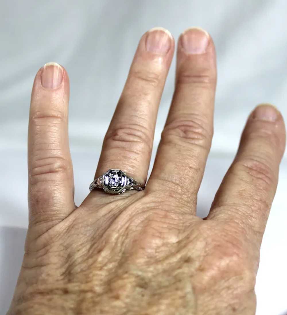 Vintage Diamond Ring, OEC , 18 Kt WG - image 12