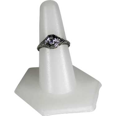 Vintage Diamond Ring, OEC , 18 Kt WG - image 1