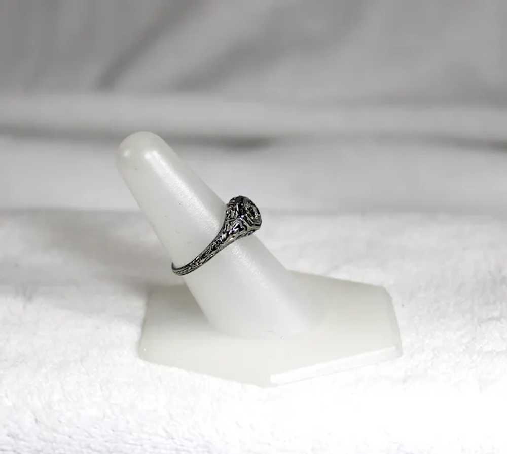 Vintage Diamond Ring, OEC , 18 Kt WG - image 3