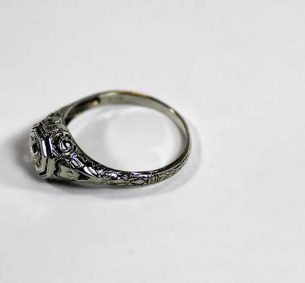 Vintage Diamond Ring, OEC , 18 Kt WG - image 4