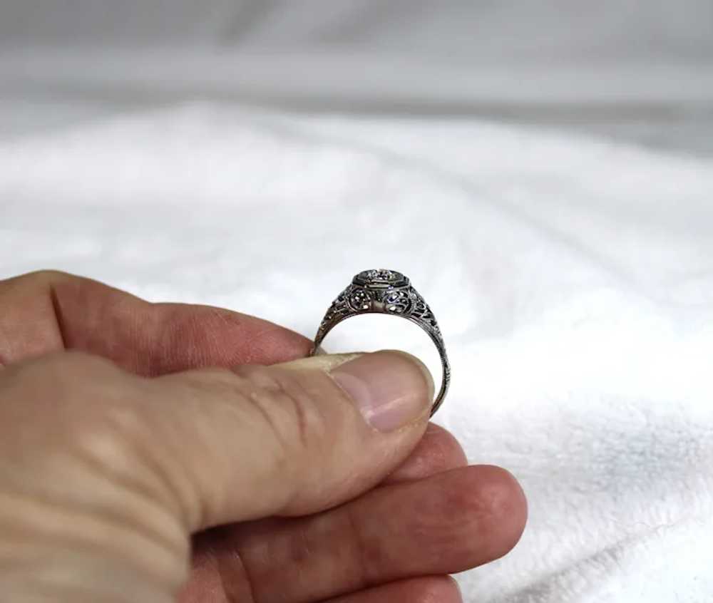 Vintage Diamond Ring, OEC , 18 Kt WG - image 5