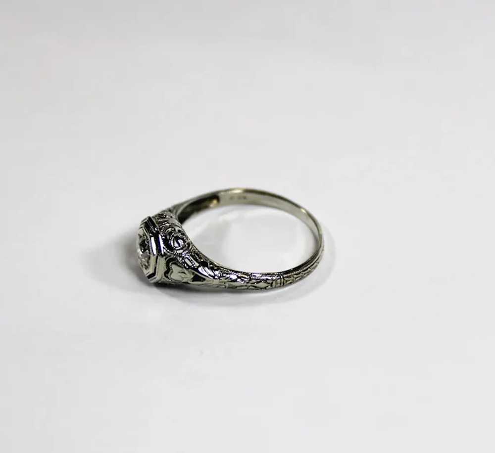 Vintage Diamond Ring, OEC , 18 Kt WG - image 6