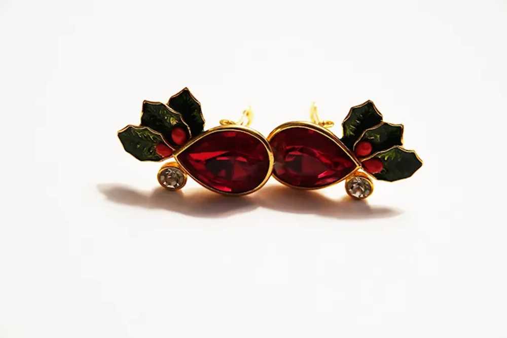 MISTLETOE Christmas Earrings - Signed by AVON - G… - image 2