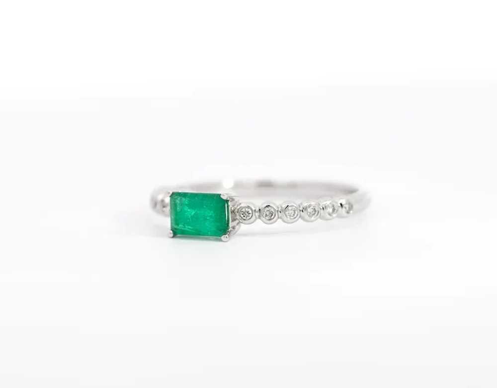 Natural Green Emerald Stacking Ring / East West R… - image 4