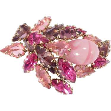 Stunning Schreiner Brooch Shades Of Pink Signed - image 1