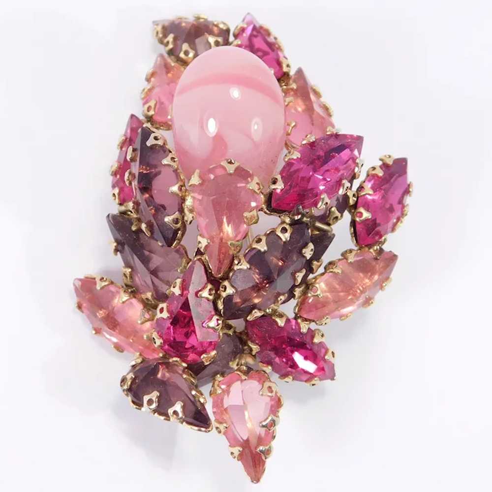 Stunning Schreiner Brooch Shades Of Pink Signed - image 2