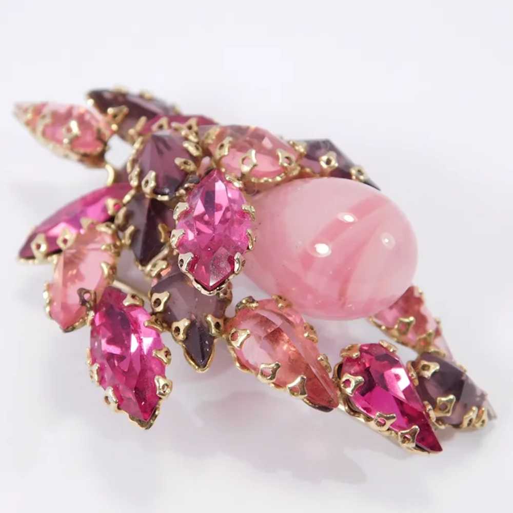 Stunning Schreiner Brooch Shades Of Pink Signed - image 3