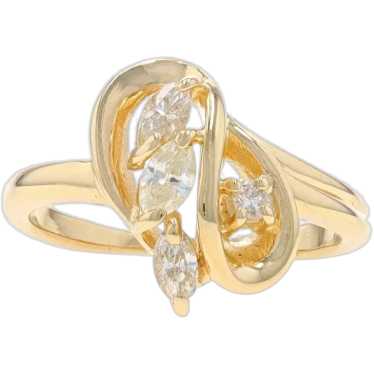 Yellow Gold Diamond Cluster Bypass Ring - 14k Marq