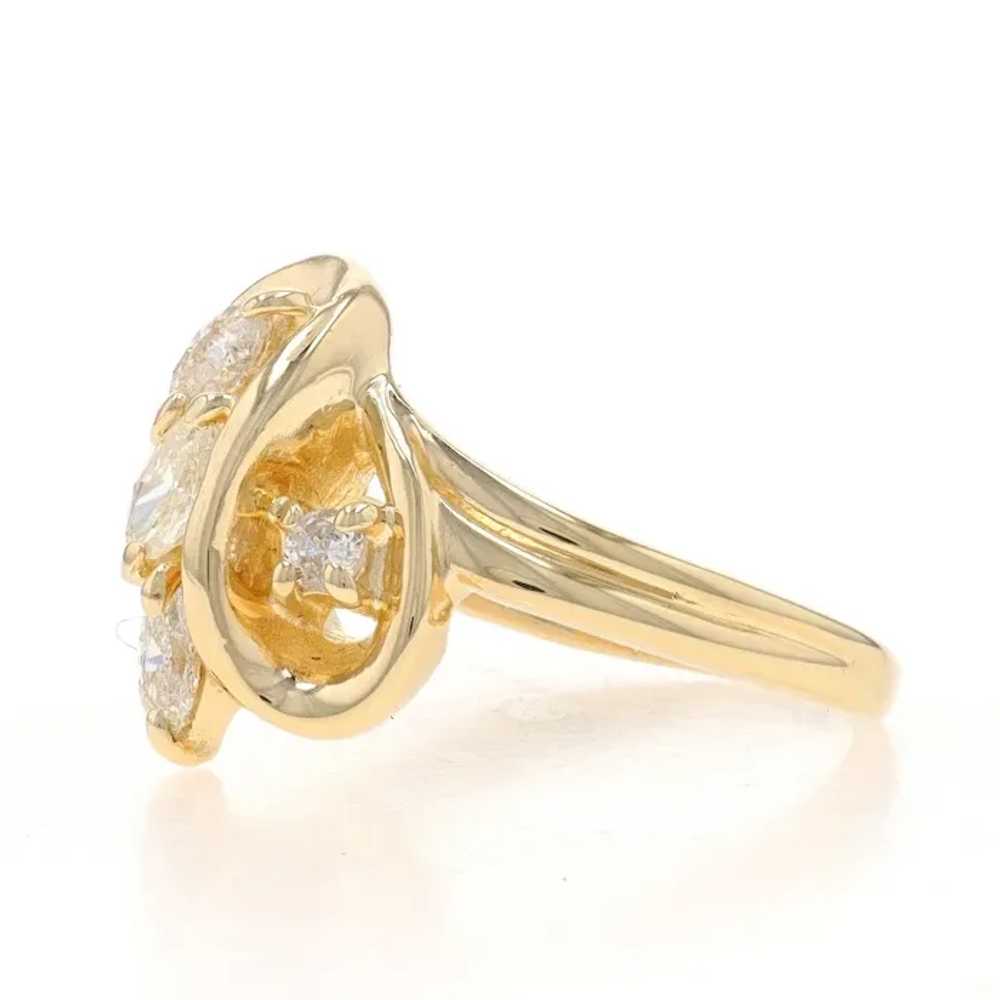 Yellow Gold Diamond Cluster Bypass Ring - 14k Mar… - image 3