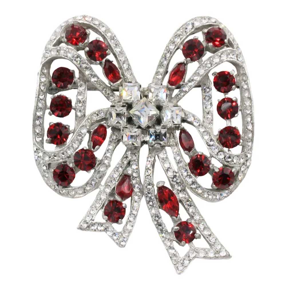 Brooch Pin Christmas Holiday Bow Rhodium Plated - image 2