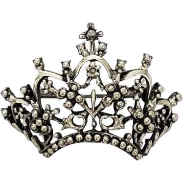 Sterling Royal Crown Pointed Brooch Vintage Marked