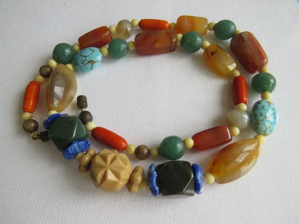 Vintage Semi precious bead necklace, ca. 1940 - image 10