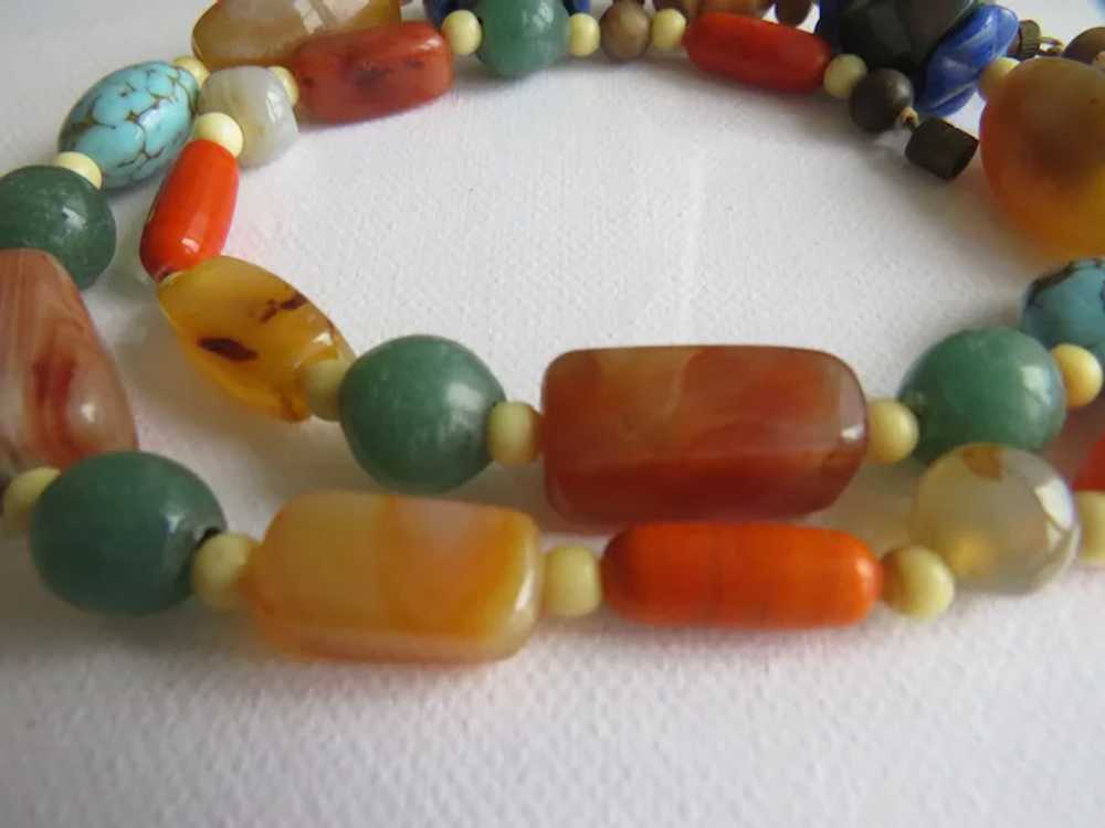 Vintage Semi precious bead necklace, ca. 1940 - image 3