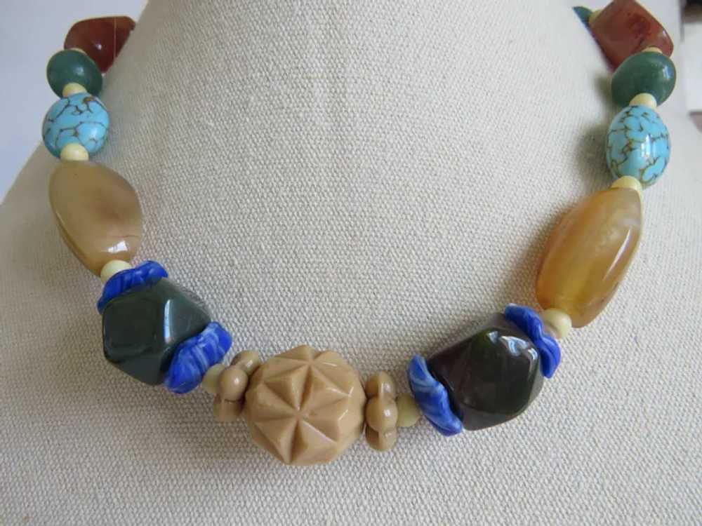 Vintage Semi precious bead necklace, ca. 1940 - image 7