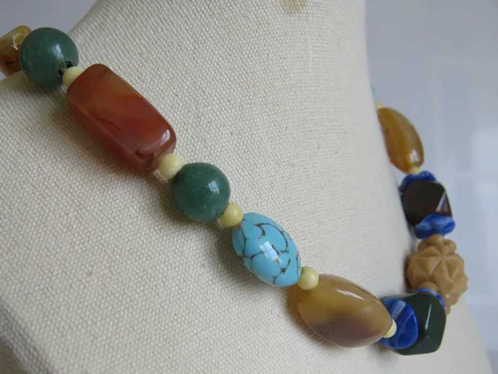 Vintage Semi precious bead necklace, ca. 1940 - image 8