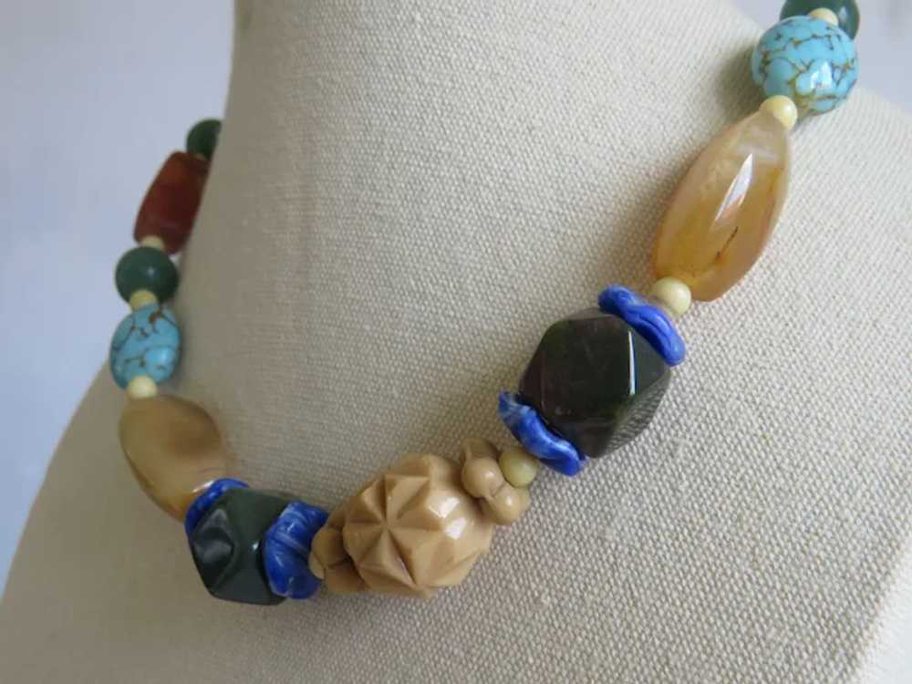 Vintage Semi precious bead necklace, ca. 1940 - image 9