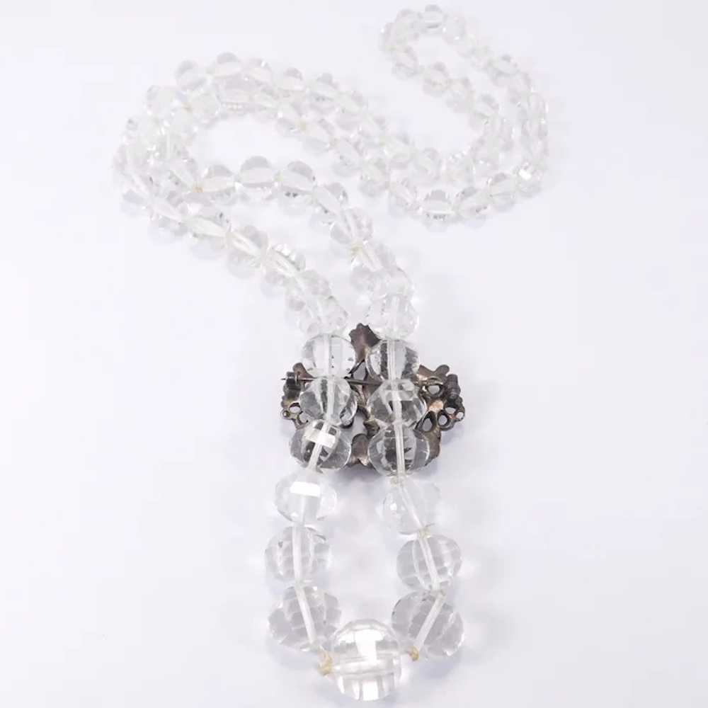 Art Deco Cut Crystal Necklace 800 Silver Brooch P… - image 4