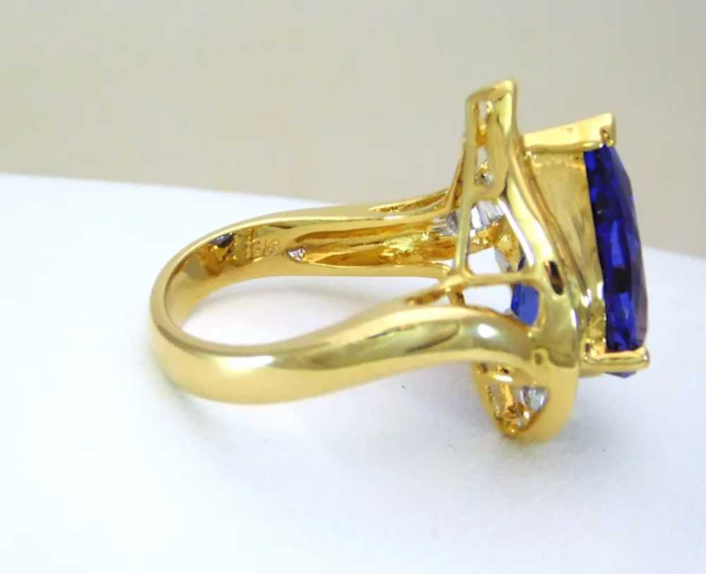 Ladies 18k Gold Tanzanite and Diamond Cocktail Ri… - image 11