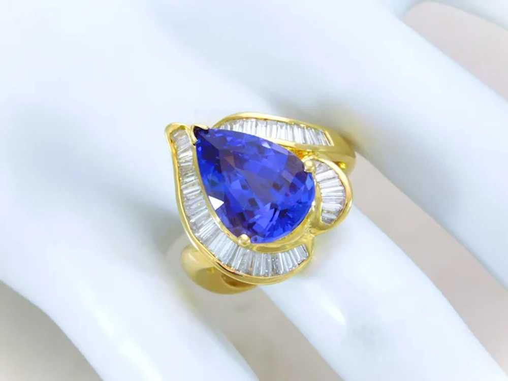 Ladies 18k Gold Tanzanite and Diamond Cocktail Ri… - image 5