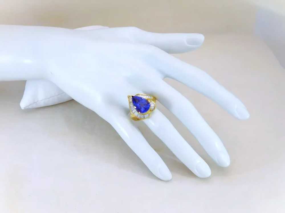 Ladies 18k Gold Tanzanite and Diamond Cocktail Ri… - image 6