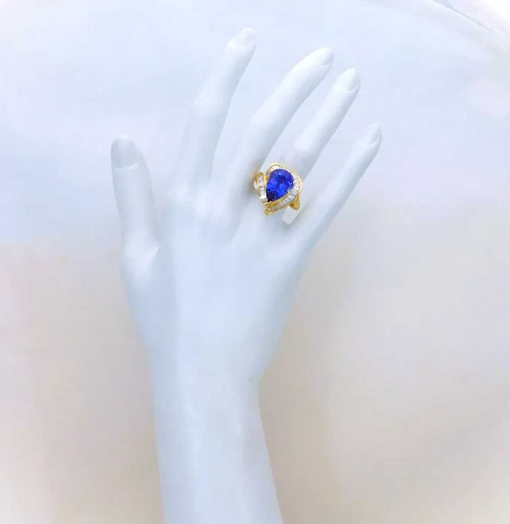 Ladies 18k Gold Tanzanite and Diamond Cocktail Ri… - image 7