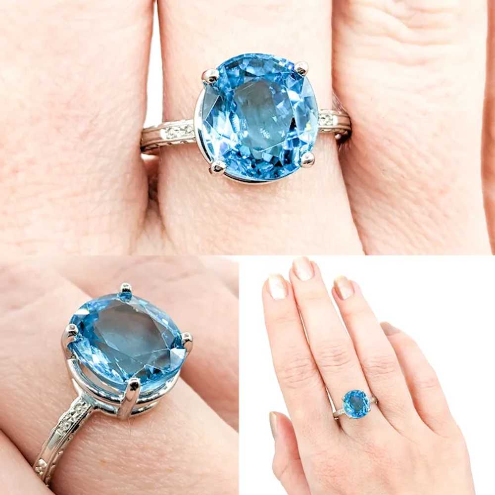 Vintage 6.3ct Blue Zircon Ring in White Gold - image 2