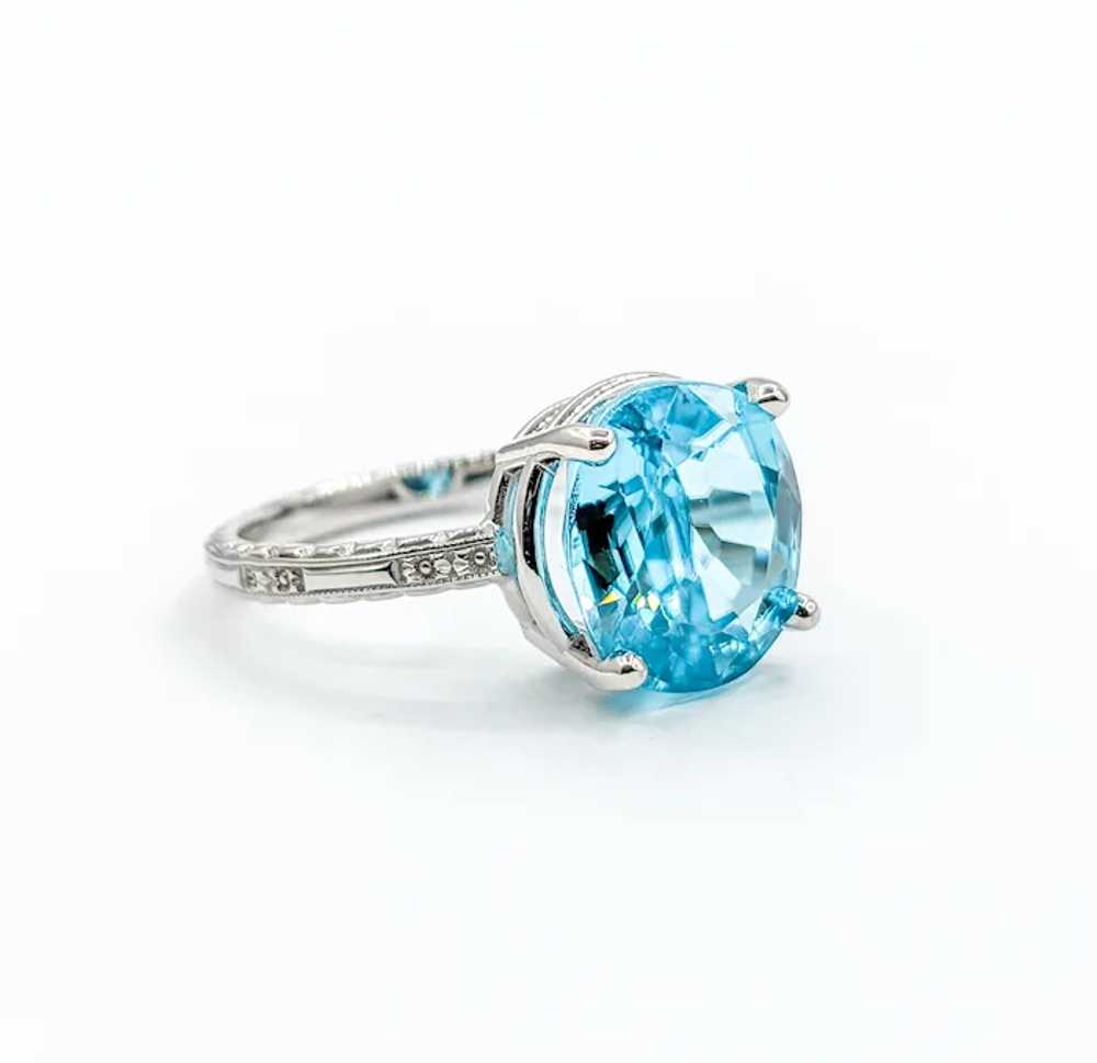 Vintage 6.3ct Blue Zircon Ring in White Gold - image 4