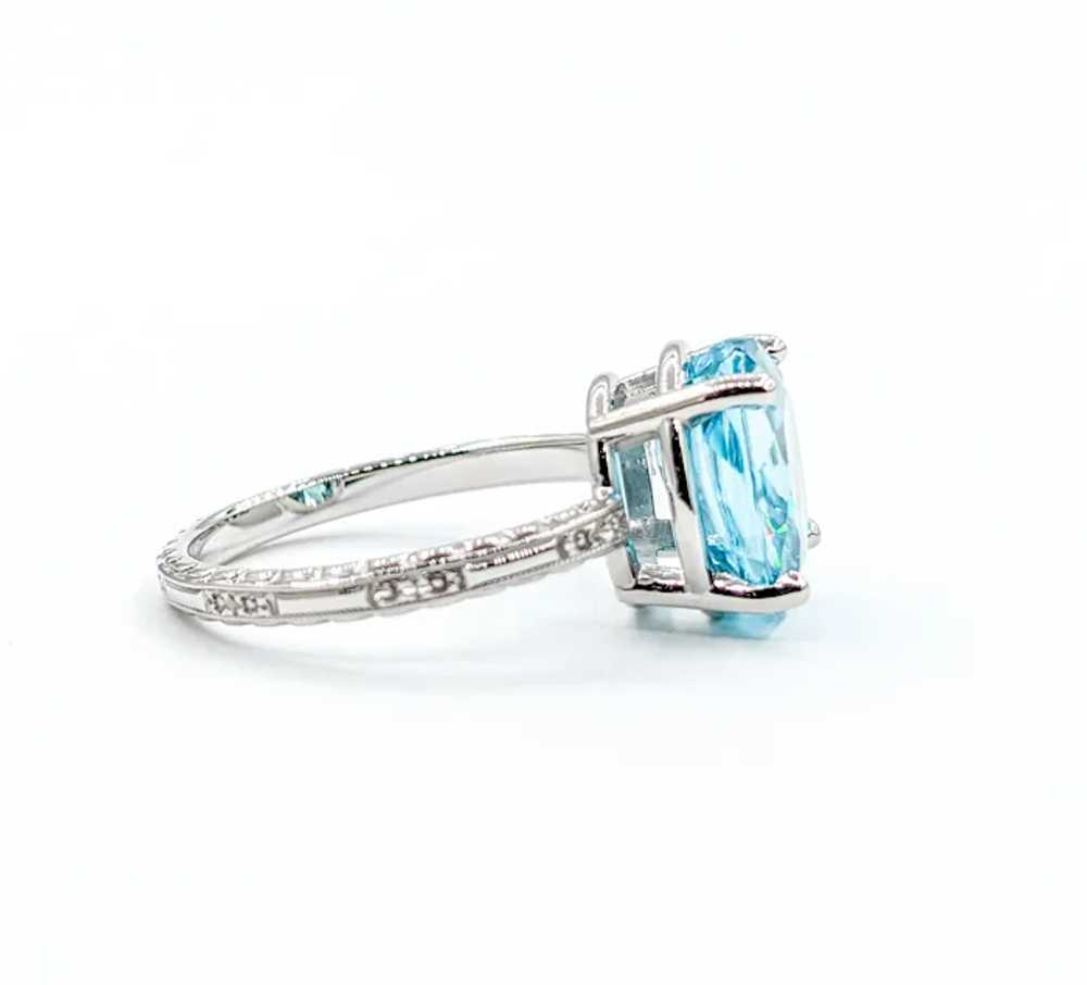 Vintage 6.3ct Blue Zircon Ring in White Gold - image 5