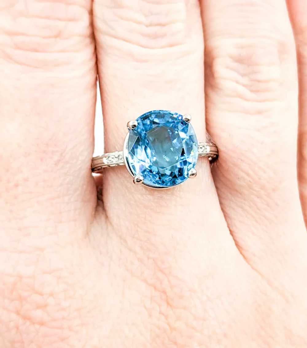 Vintage 6.3ct Blue Zircon Ring in White Gold - image 7