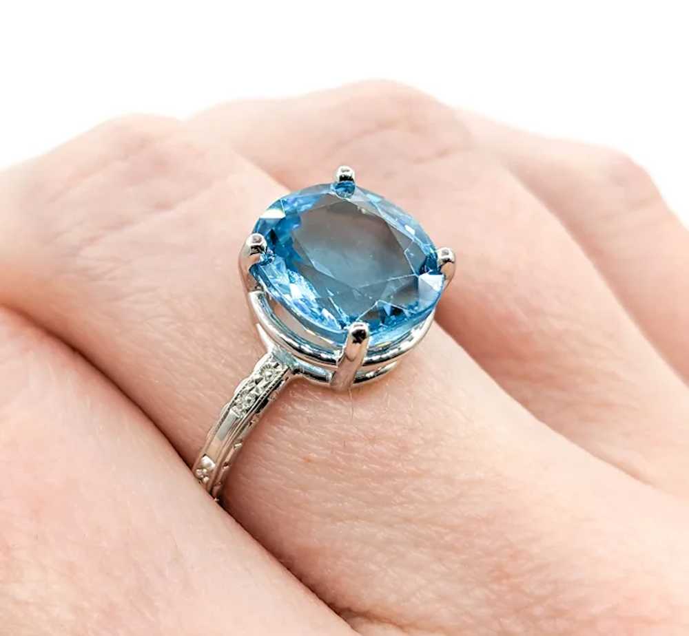 Vintage 6.3ct Blue Zircon Ring in White Gold - image 8