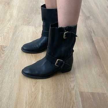 Zara Leather Biker Boots 7.5 - image 1