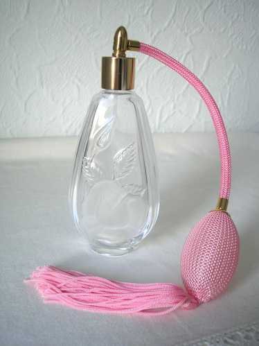 Vintage Pressed Glass Perfume Bottle With Atomizer [A2087] - Ruby Lane