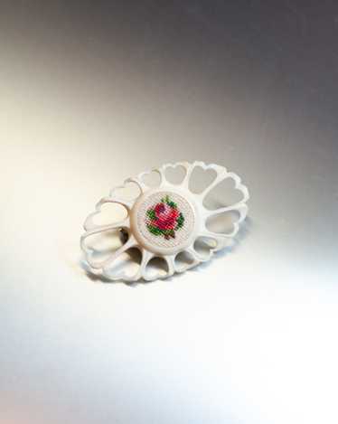 Vintage 1940s store Germany Carved Bone Rose Pin