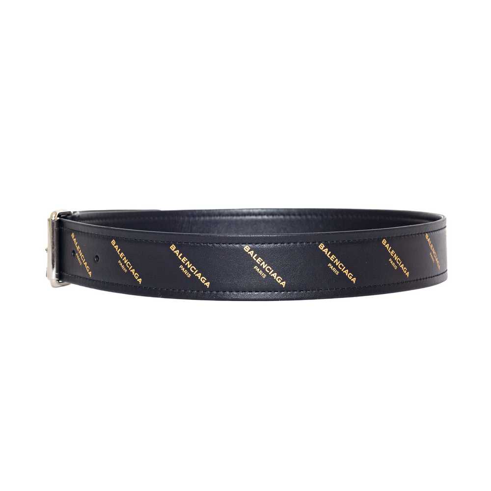 Black Leather Logo-Printed Belt - image 6