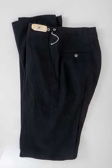 Black Rayon Flannel 1960s Continental Style Pants